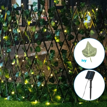 Aigostar - LED päikesepaneeliga valguskett 102xLED/2x0,7m IP65 soe valge ivy