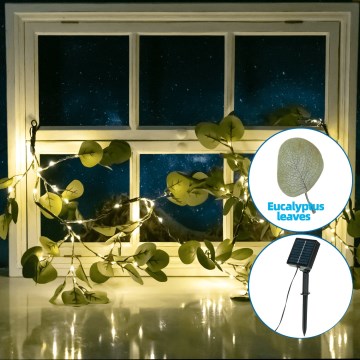 Aigostar - LED päikesepaneeliga valguskett 110xLED/4m IP65 soe valge eukalüpt