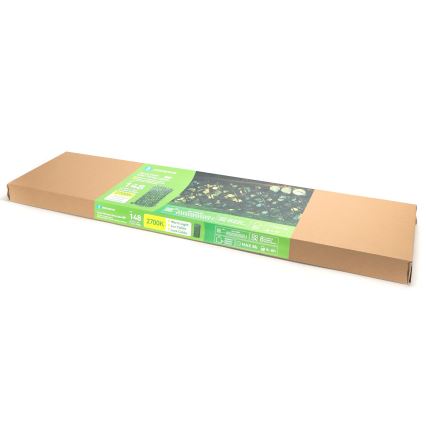 Aigostar - LED päikesepaneeliga valguskett 148xLED/2x1,2m IP65 soe valge eukalüpt