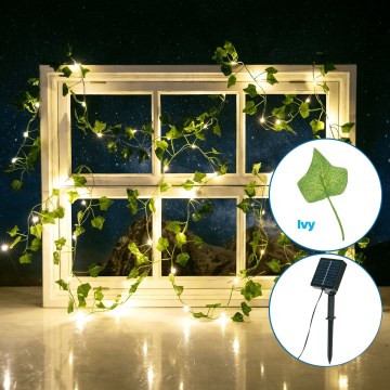 Aigostar - LED Päikesepaneeliga valguskett 50xLED/7m IP65 soe valge ivy