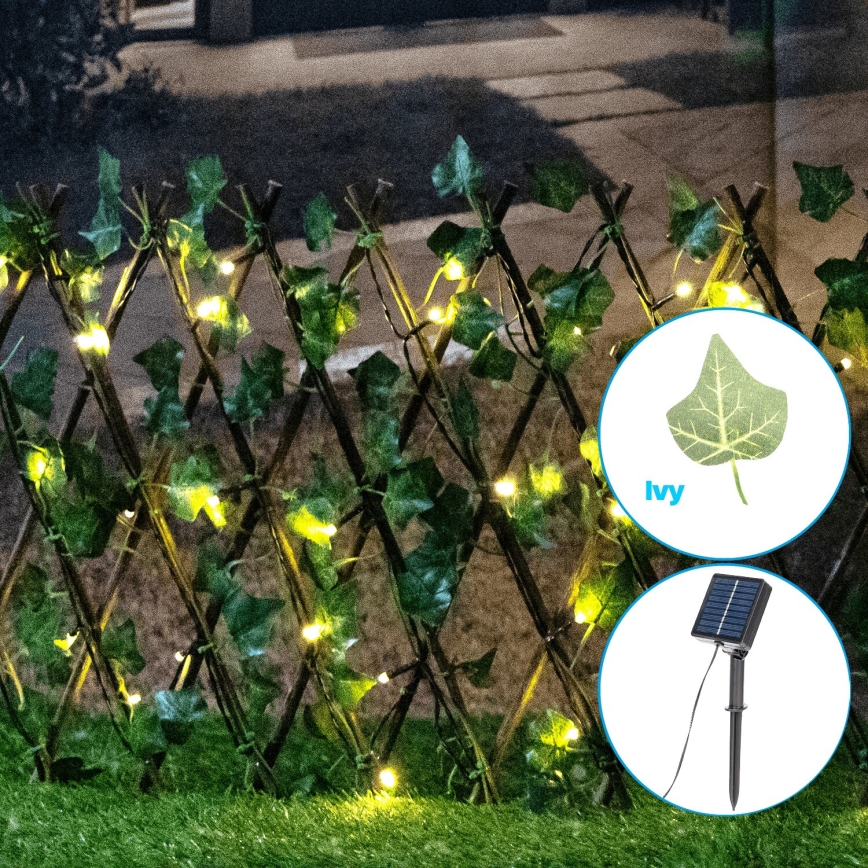 Aigostar - LED päikesepaneeliga valguskett 56xLED/2x0,4m IP65 soe valge ivy
