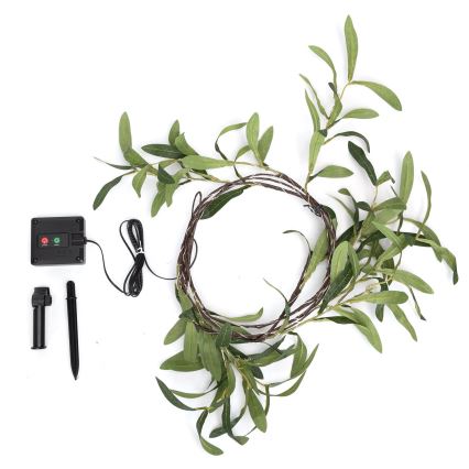 Aigostar - LED päikesepaneeliga valguskett 60xLED/4m IP65 soe valge oliiv