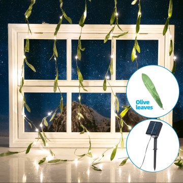 Aigostar - LED päikesepaneeliga valguskett 70xLED/4x1m IP65 soe valge oliiv