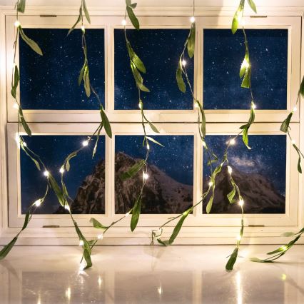 Aigostar - LED päikesepaneeliga valguskett 70xLED/4x1m IP65 soe valge oliiv