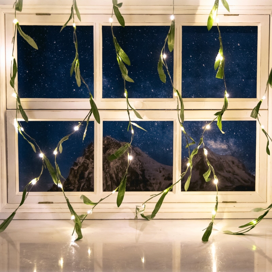 Aigostar - LED päikesepaneeliga valguskett 70xLED/4x1m IP65 soe valge oliiv