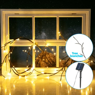 Aigostar - LED Päikesepaneeliga valguskett 72xLED/4m IP65 soe valge puuoksad