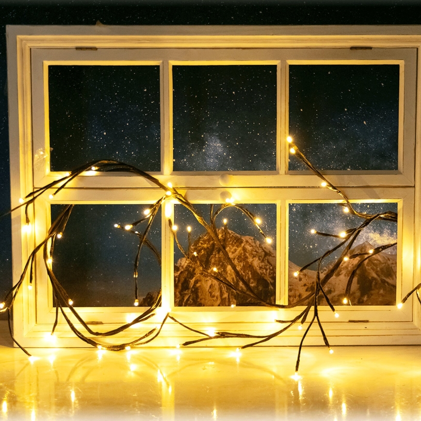 Aigostar - LED Päikesepaneeliga valguskett 72xLED/4m IP65 soe valge puuoksad