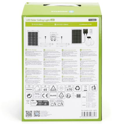Aigostar - LED Päikesepaneeliga valgusti 2xLED/35W/12V 6000 mAh 6500K d. 16,8 cm + kaugjuhtimispult
