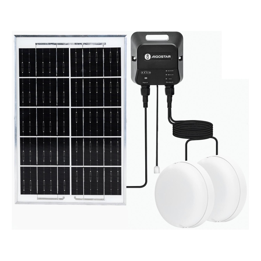 Aigostar - LED Päikesepaneeliga valgusti 2xLED/35W/12V 6000 mAh 6500K d. 16,8 cm + kaugjuhtimispult