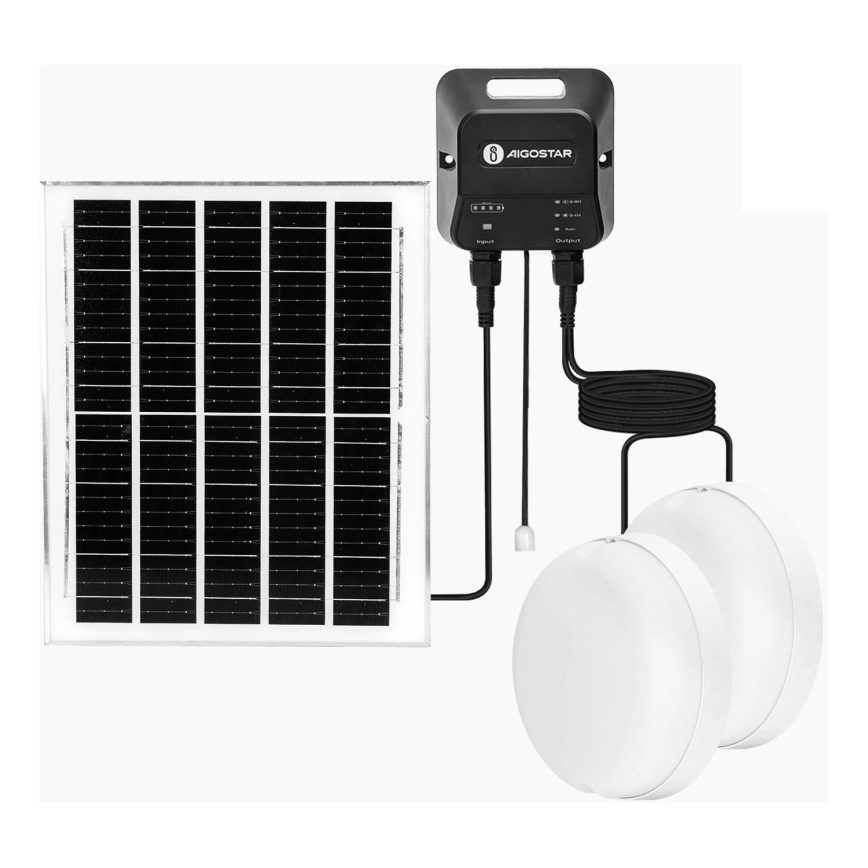 Aigostar - LED Päikesepaneeliga valgusti 2xLED/70W/12V 12000 mAh 6500K d. 20,5 cm + kaugjuhtimispult