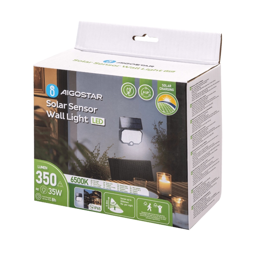 Aigostar - LED Päikesepaneeliga valgusti koos liikumisanduriga LED/2,4W/3,7V IP65