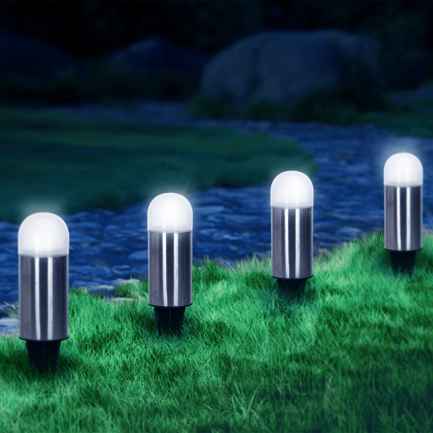Aigostar - LED Päikesepaneeliga valgusti LED/0,006W/1,2V 20cm matt kroom 6500K IP44