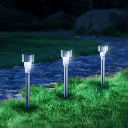 Aigostar - LED Päikesepaneeliga valgusti LED/0,006W/1,2V 40 mAh 29,5 cm matt kroom 6500K IP44