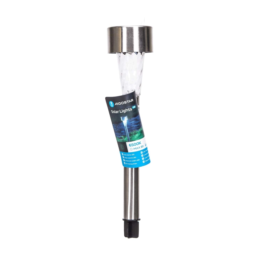 Aigostar - LED Päikesepaneeliga valgusti LED/0,006W/1,2V 40 mAh 29,5 cm matt kroom 6500K IP44