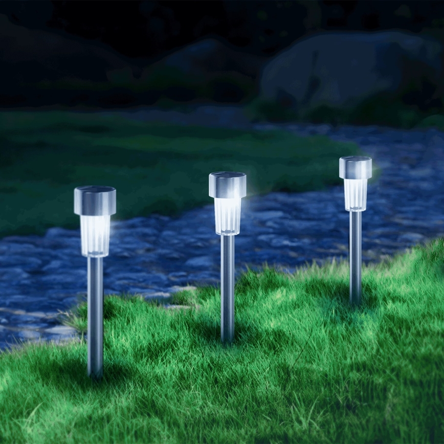 Aigostar - LED Päikesepaneeliga valgusti LED/0,006W/1,2V 29,5 cm 40 mAh matt kroom 6500K IP44