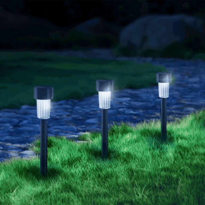 Aigostar - LED Päikesepaneeliga valgusti anduriga soumraku LED/0,006W/1,2V 40 mAh 29,5 cm must 6500K IP44