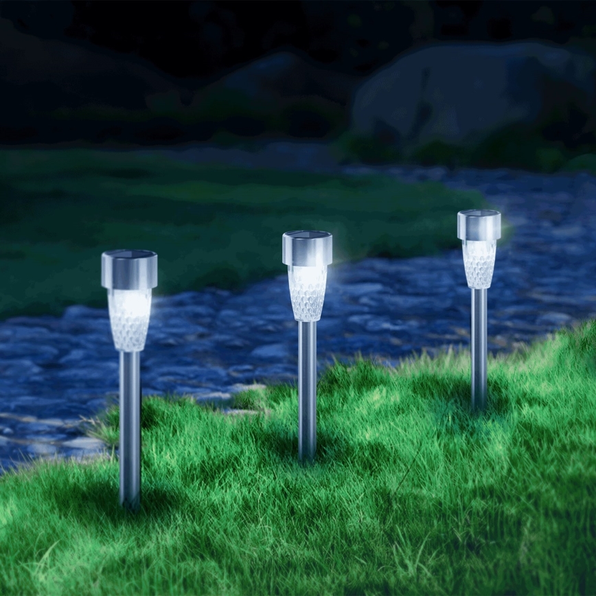 Aigostar - LED Päikesepaneeliga valgusti LED/0,006W/1,2V 40 mAh 29,7 cm matt kroom 6500K IP44