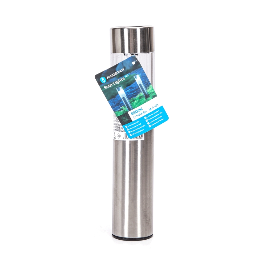 Aigostar - LED Päikesepaneeliga valgusti LED/0,006W/1,2V 31,5 cm 100 mAh matt kroom 6500K IP44