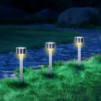 Aigostar - LED Päikesepaneeliga valgusti LED/0,006W/1,2V 32cm matt kroom 200 mAh 2700K IP44