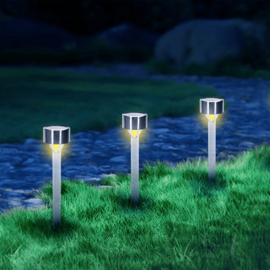 Aigostar - LED Päikesepaneeliga valgusti LED/0,006W/1,2V 32cm matt kroom 200 mAh 2700K IP44