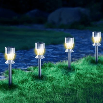 Aigostar - LED Päikesepaneeliga valgusti LED/0,006W/1,2V 35,5cm matt kroom 2700K IP44 100 mAh
