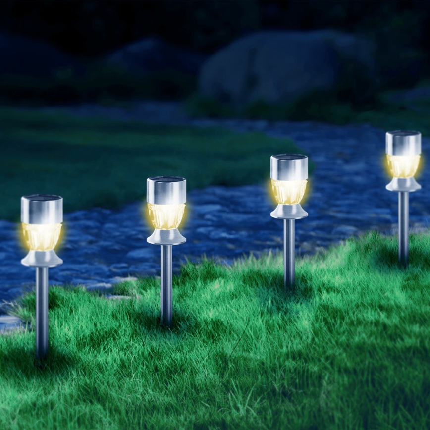 Aigostar - LED Päikesepaneeliga valgusti LED/0,006W/1,2V 35,5cm matt kroom 2700K IP44 100 mAh