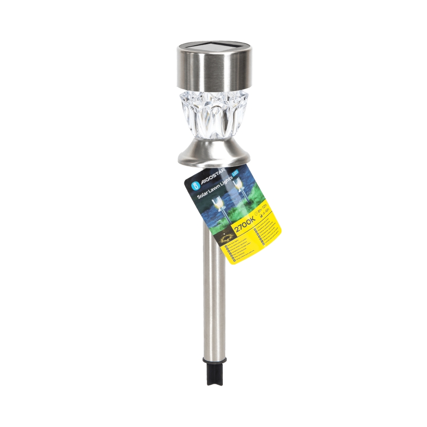 Aigostar - LED Päikesepaneeliga valgusti LED/0,006W/1,2V 35,5cm matt kroom 2700K IP44 100 mAh