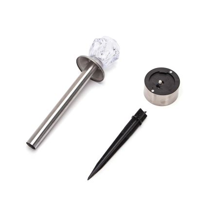 Aigostar - LED Päikesepaneeliga valgusti LED/0,006W/1,2V 35,5cm matt kroom 3000K IP44
