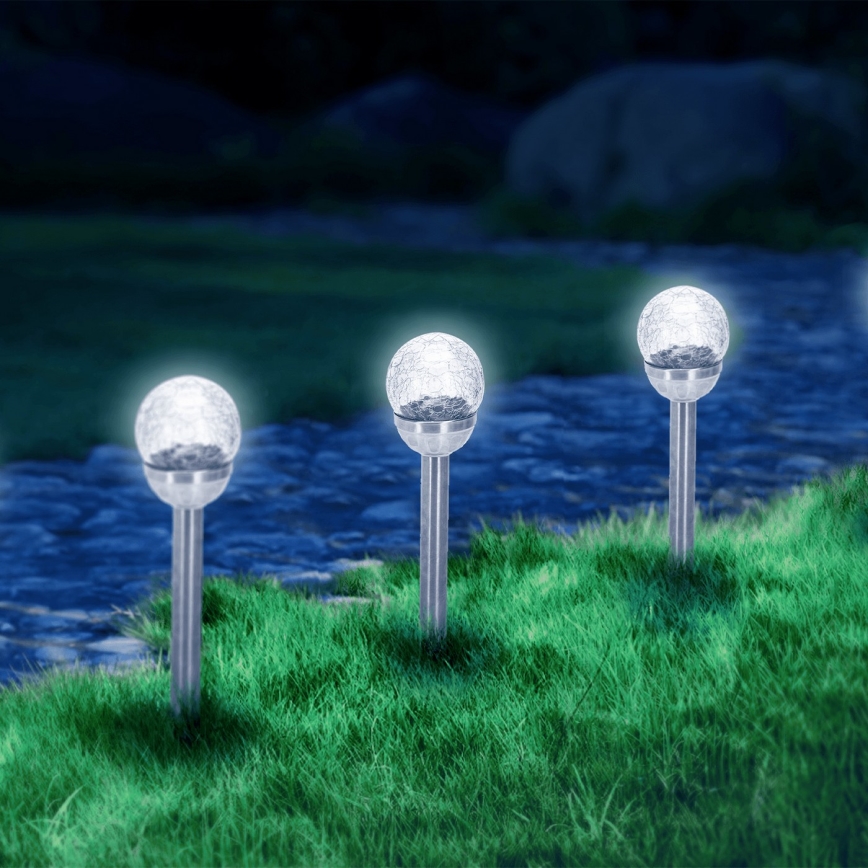 Aigostar - LED Päikesepaneeliga valgusti LED/0,006W/1,2V 37,8cm matt kroom 6500K IP44 100 mAh