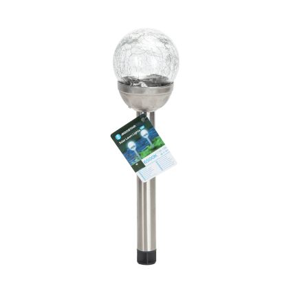 Aigostar - LED Päikesepaneeliga valgusti LED/0,006W/1,2V 37,8cm matt kroom 6500K IP44 100 mAh