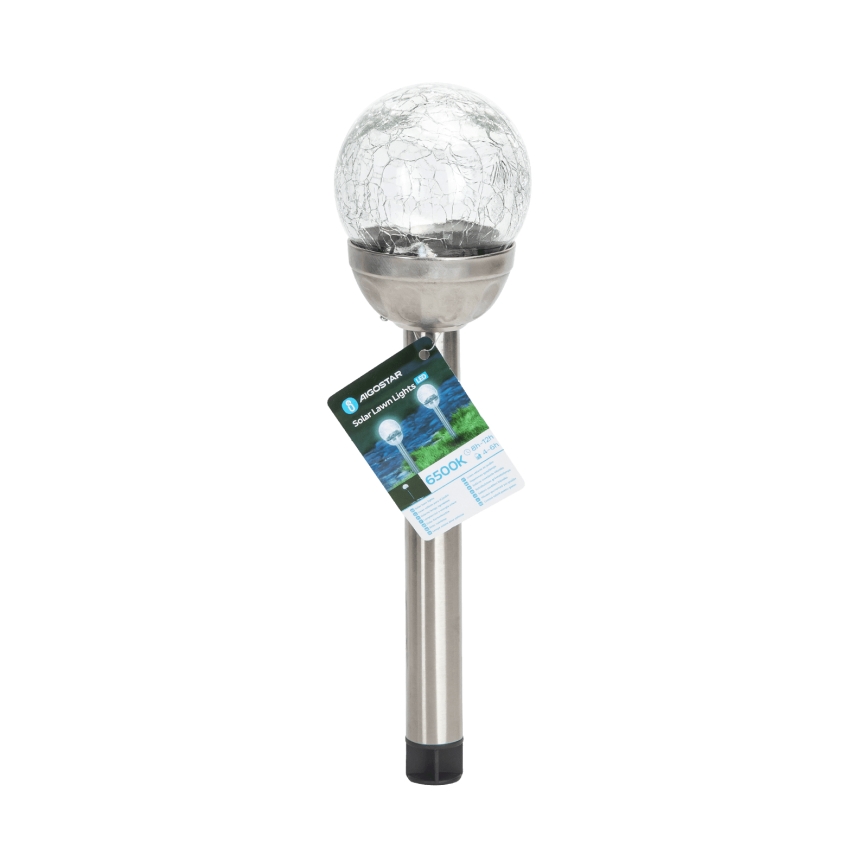 Aigostar - LED Päikesepaneeliga valgusti LED/0,006W/1,2V 37,8cm matt kroom 6500K IP44 100 mAh
