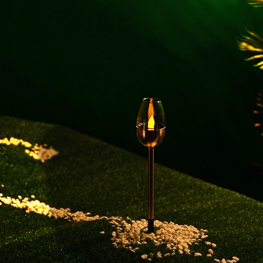Aigostar - LED Päikesepaneeliga valgusti LED/0,006W/1,2V 38,2cm matt kroom 2700K IP44 40 mAh