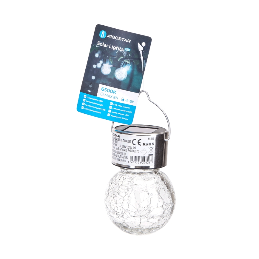 Aigostar - LED Päikesepaneeliga valgusti LED/0,006W/1,2V d. 6 cm 100 mAh 6500K IP44