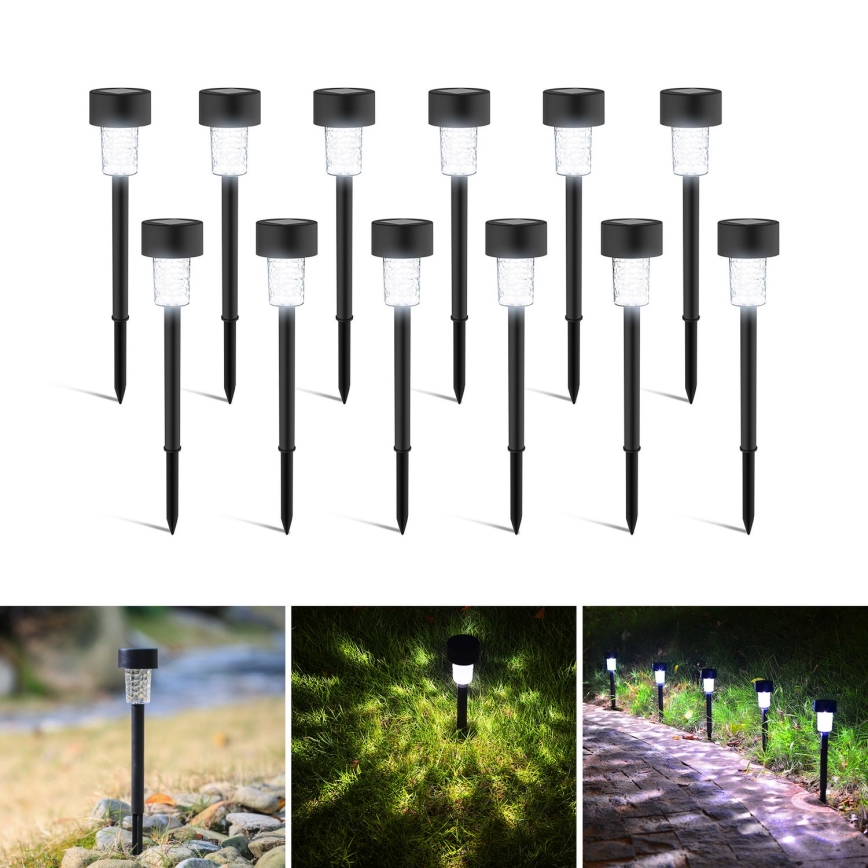 Aigostar - LED Päikesepaneeliga valgusti LED/0,06W/2V 32,7 cm 6500K IP44 must