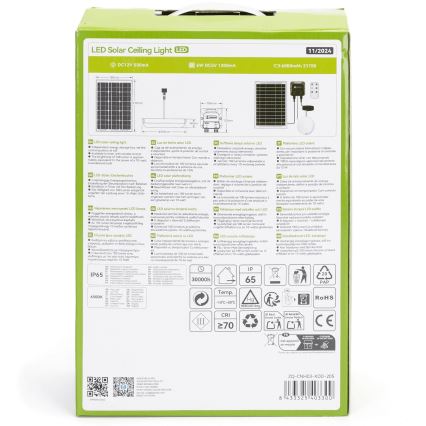 Aigostar - LED Päikesepaneeliga valgusti LED/70W/12V 6000 mAh 6500K d. 20,5 cm + kaugjuhtimispult