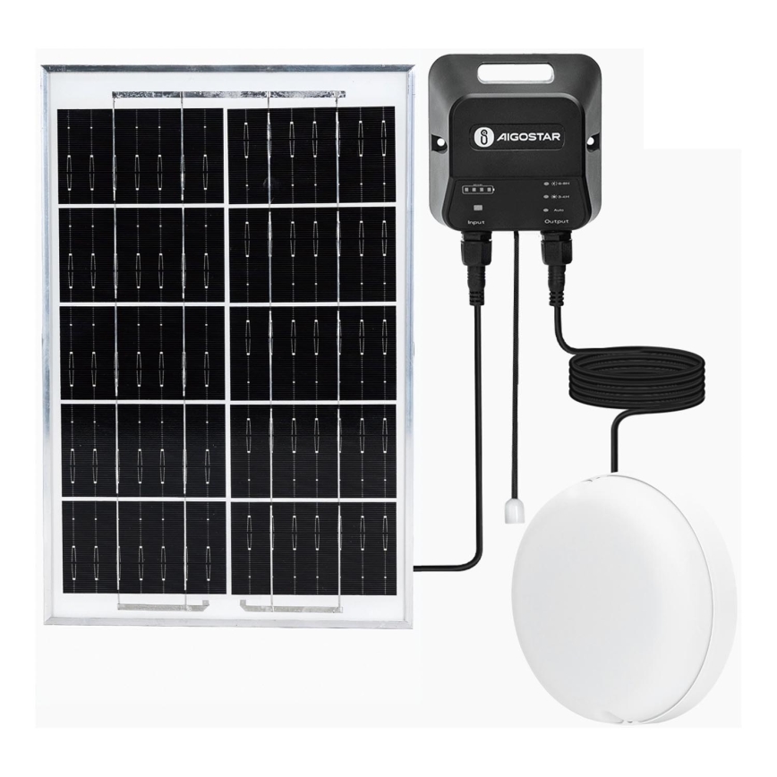 Aigostar - LED Päikesepaneeliga valgusti LED/70W/12V 6000 mAh 6500K d. 20,5 cm + kaugjuhtimispult