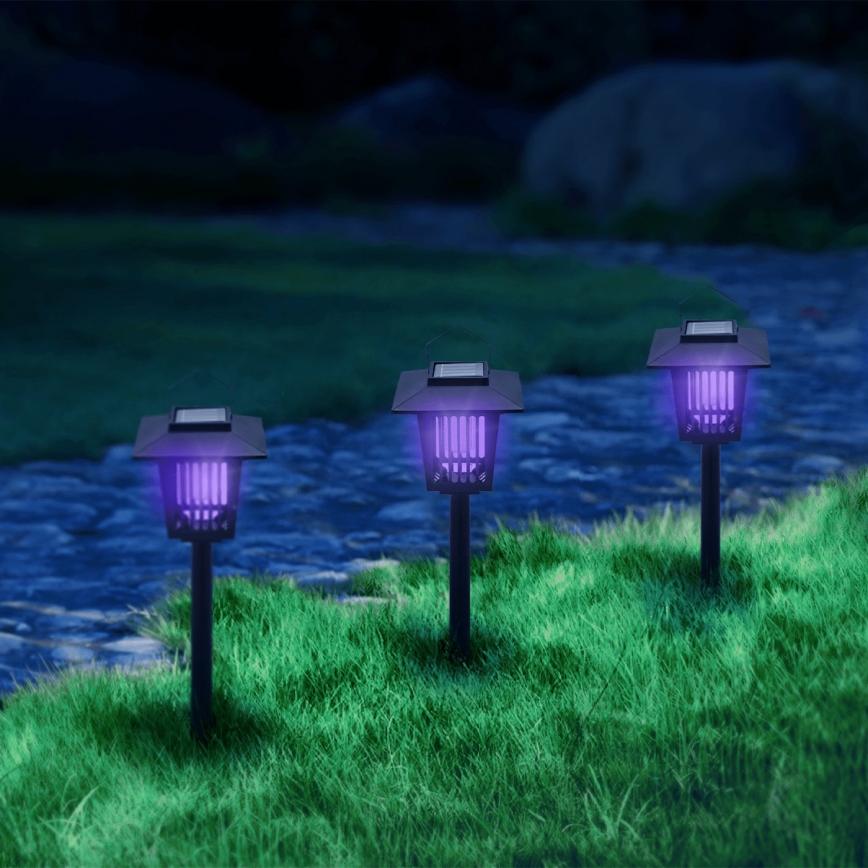 Aigostar - LED Päikesepaneeliga valgusti putukapüüdjaga LED/0,03W/1,2V 55,2cm must 6500K 300 mAh IP44