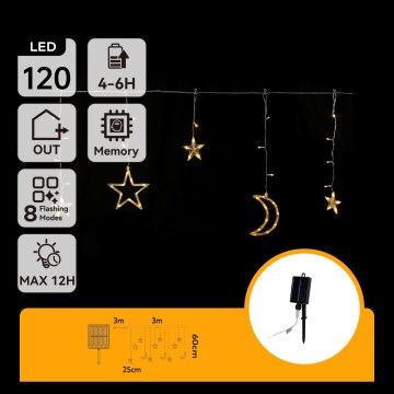 Aigostar - LED päikesetoitega jõulukett 120xLED/8 funktsiooniga 3x0,6m 500 mAh IP65 soe valge