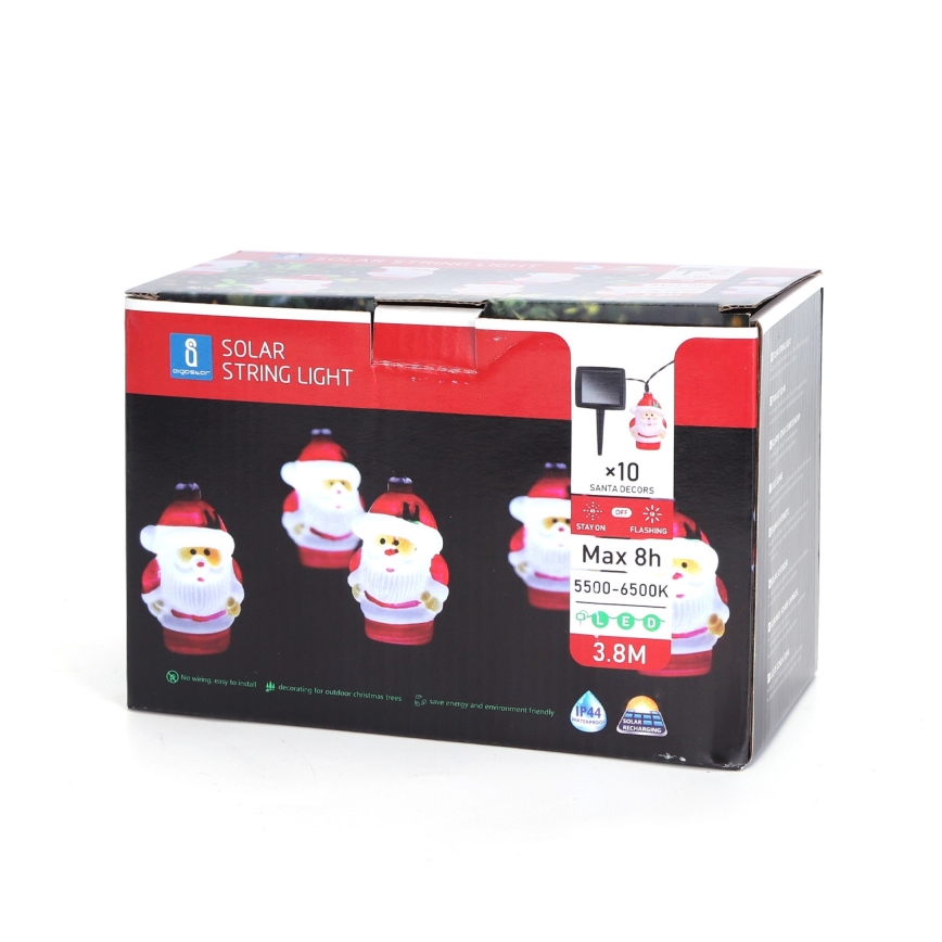 Aigostar - LED päikesetoitega valguskett 10xLED/3,8 m IP44 külmvalge 400 mAh