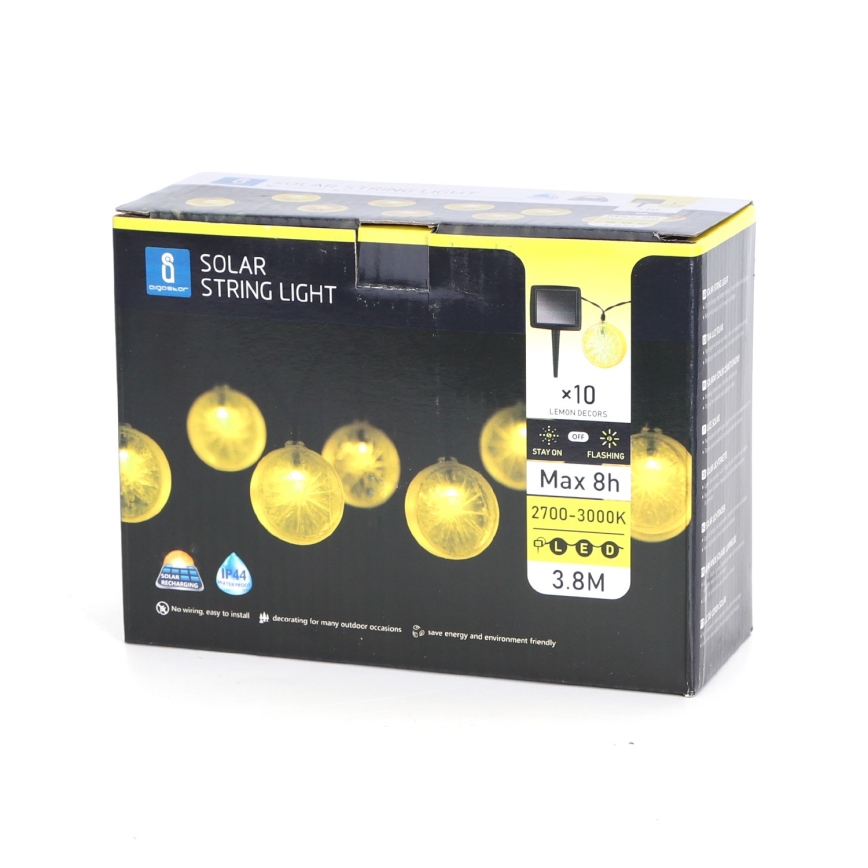 Aigostar - LED päikesevalguse ahel 10xLED/3,8m IP44 600 mAh soe valge