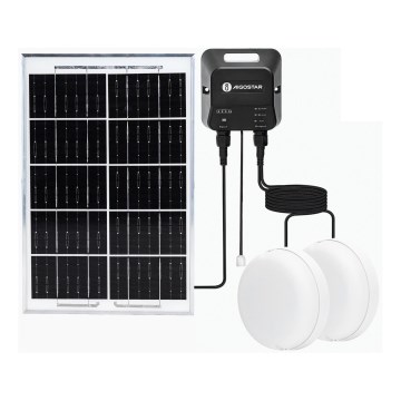 Aigostar - LED päikesevalgusti 2xLED/35W/12V 6000 mAh 6500K IP65 läbimõõt 16,8 cm + kaugjuhtimispult