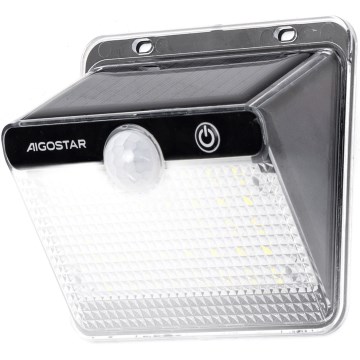 Aigostar - LED päikesevalgusti anduriga, 3,7 V, 6500 K, 1200 mAh, IP65, must