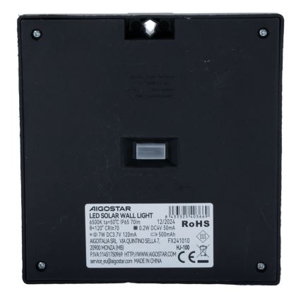 Aigostar - LED päikesevalgusti anduriga LED/3,7V 6500K 500 mAh IP65 must
