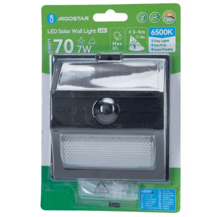 Aigostar - LED päikesevalgusti anduriga LED/3,7V 6500K 500 mAh IP65 must
