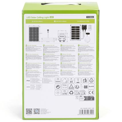 Aigostar - LED päikesevalgusti LED/35W/12V 3000 mAh 6500K IP65 läbimõõt 16,8 cm + kaugjuhtimispult