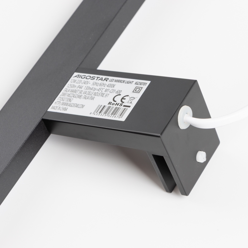 Aigostar - LED Peeglivalgustus vannituppa LED/12W/230V 4000K 60 cm IP44 must