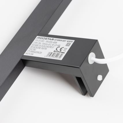Aigostar - LED Peeglivalgustus vannituppa LED/8W/230V 4000K 40 cm IP44 must