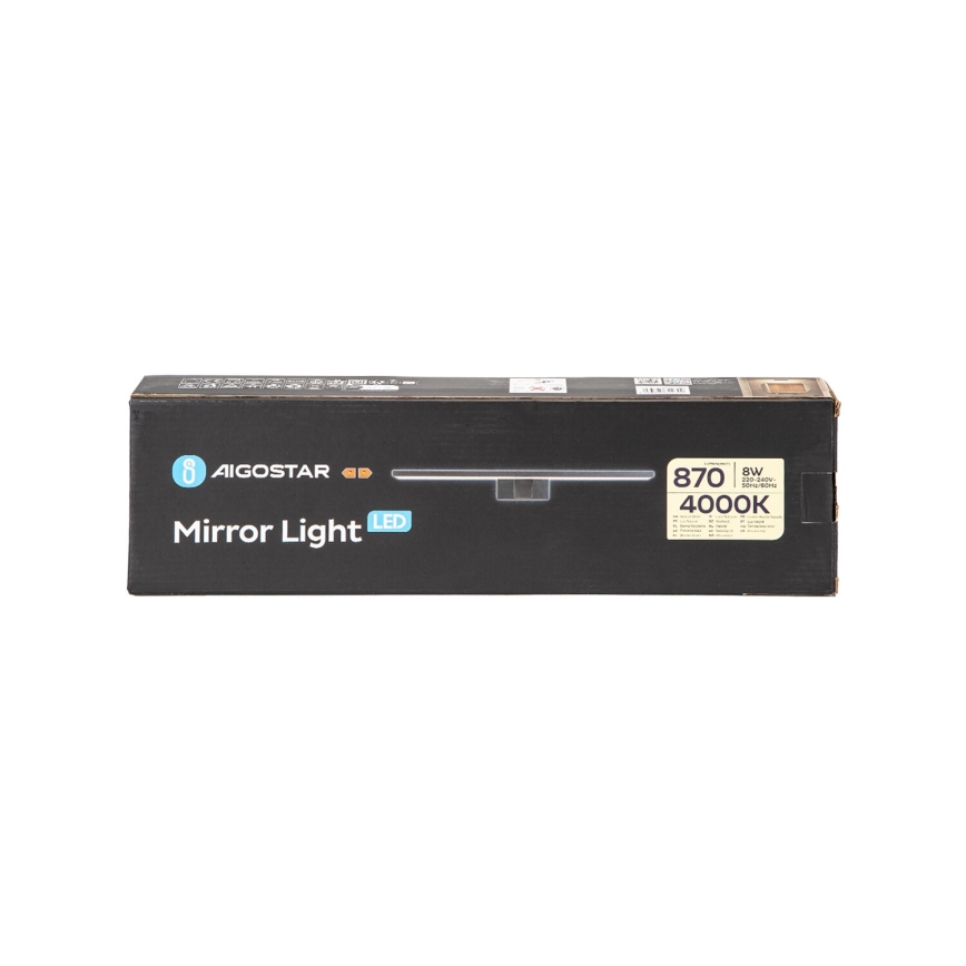 Aigostar - LED Peeglivalgustus vannituppa LED/8W/230V 4000K 40 cm IP44 must