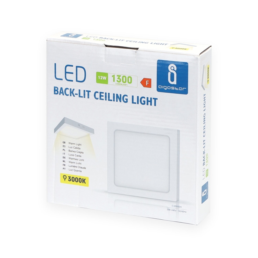 Aigostar - LED Pinnale kinnitatav laevalgusti LED/12W/230V 17,3x17,3 cm 3000K valge