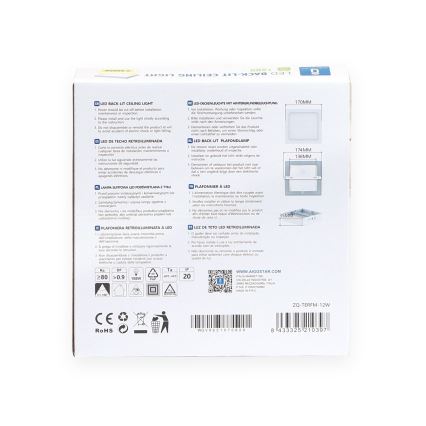 Aigostar - LED Pinnale kinnitatav laevalgusti LED/12W/230V 17,3x17,3 cm 3000K valge